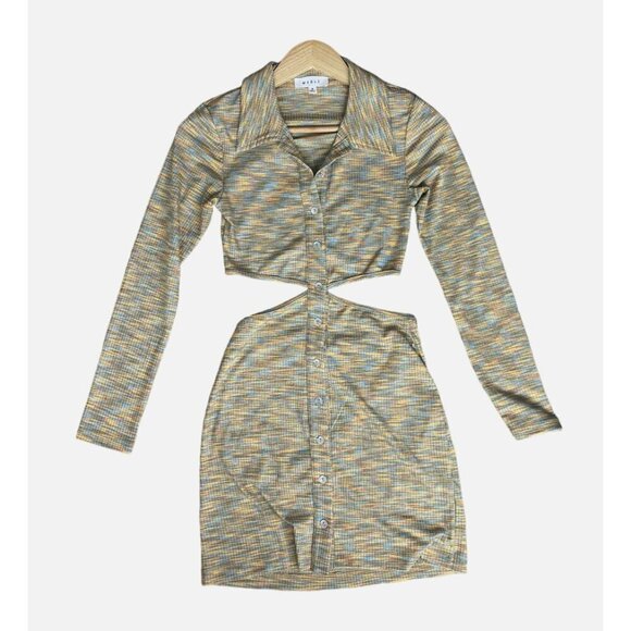 Mable Mini Dress Size S Keira Y2K Cut Out Ribbed Bodycon Long Sleeve Rave - Picture 5 of 12